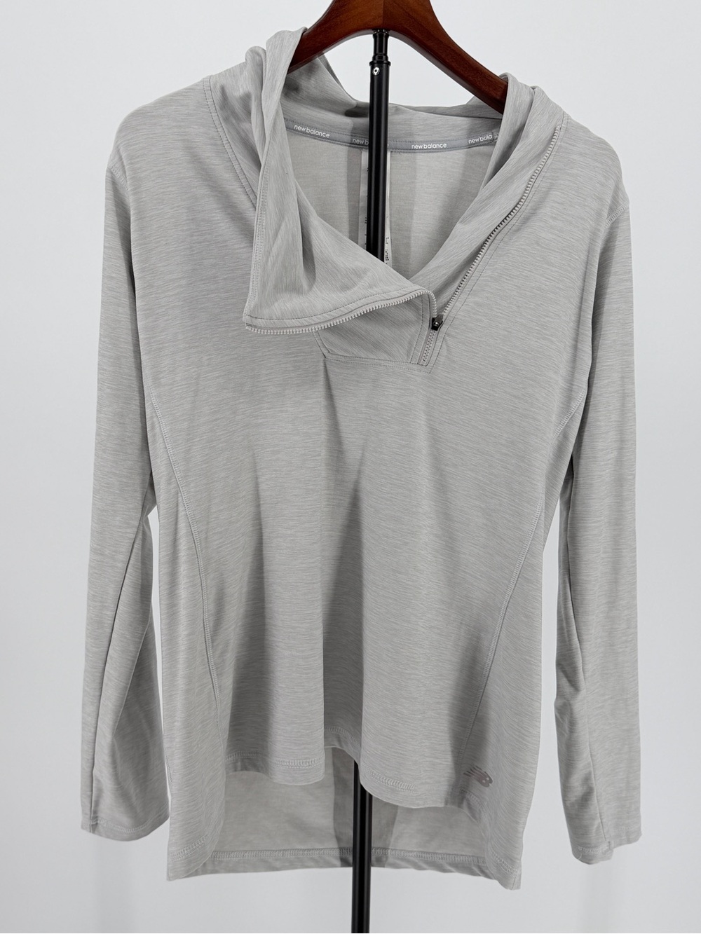 New Balance asymmetrical quarter zip activewear long sleeve top women large gym